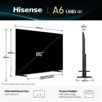 Hisense - 85A6Q Televisor 2,16 m (85"") 4K Ultra HD Smart TV Wifi Negro 400 cd / m²