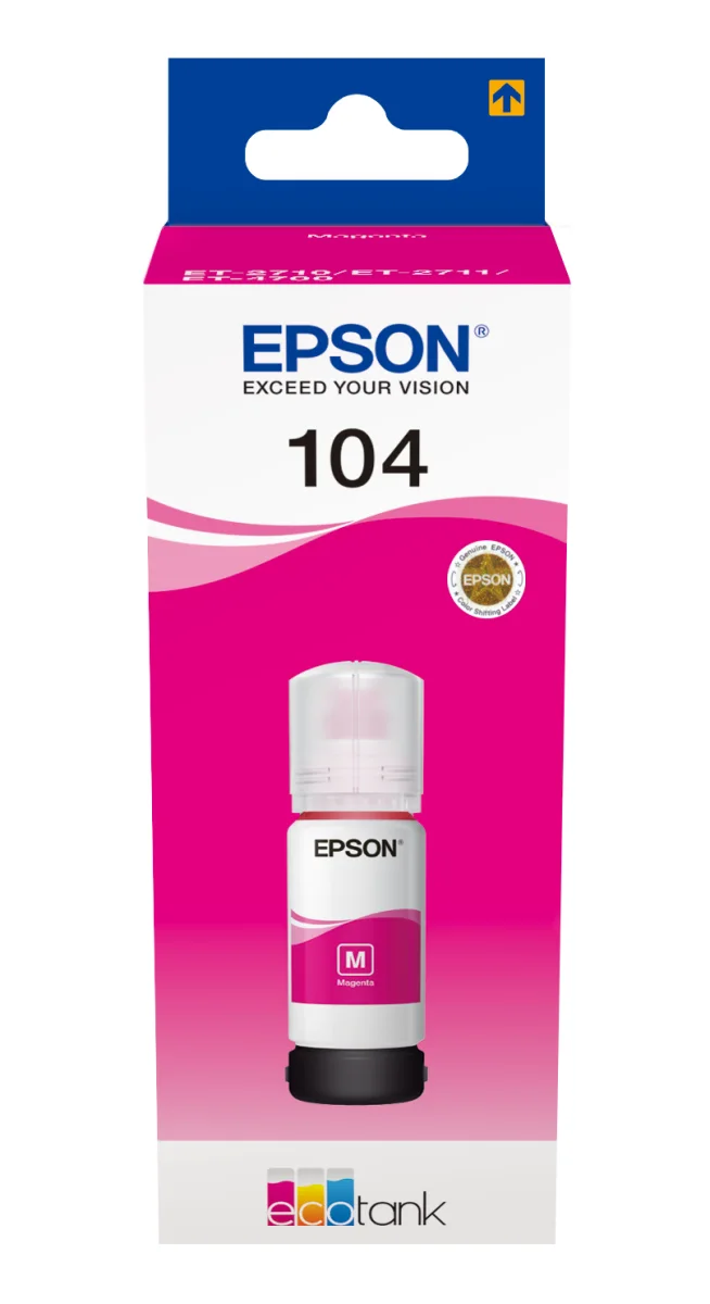 Epson 104 tinta magenta original de 65 ml Botella de tinta Epson 104 magenta original EcoTank de 65 ml