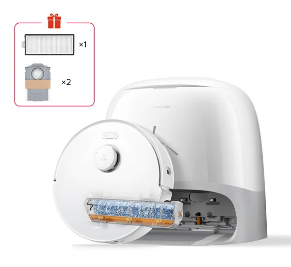 Robot aspirador y fregasuelos Roborock Qrevo Curv 2 FlowX blanco con estación multifunción
