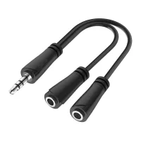 Adaptador cable de audio - Hama 00200349, De Jack 3.5 mm a 2x mm, Negro