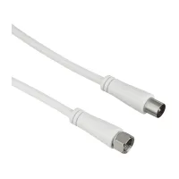 Cable de antena - Hama 00205294, De conector F-Type a enchufe coaxial, 90 dB, 75 Ohm, 1.5 m, Blanco