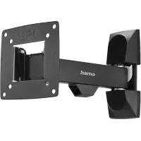 Soporte TV - Hama 00220820, De 10" a 26", Giratorio e inclinable, VESA Hasta 100x100, Máx 15 kg, Negro