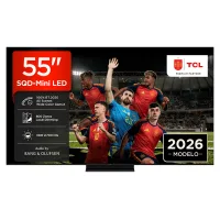 TV SQD-Mini LED 55" - TCL 55C7L, UHD 4K, TSR AiPQ, Smart TV, DVB-T2 (H.265), HDR 2700 nits, Dolby Vision y Atmos, Negro
