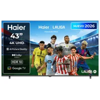TV 4K 43" - Haier K85 Series H43K85GUX, UHD HDR10, Google TV, AI Picture Quality, Gaming 120Hz, Negro