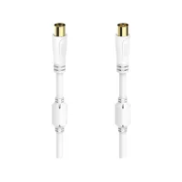 Cable de antena - Hama 00205245, 0.75 m, Triple Blindaje, Chapado en oro, Coaxial, Blanco