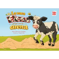 La vaca Elena juega con la arena