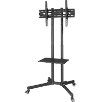 Soporte TV - Hama 00220874, Móvil con Ruedas, Pantalla de 81 a 191 cm (32" 75"), 600 x 400, Regulable Altura, Negro