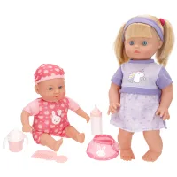 COLORBABY Colorbaby’s - Set muñeco bebé, extremidades articuladas, incluye accesorios, juego simbólico, juguetes recién nacido, incluye accesorios, juguetes para bebés de 2 años