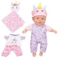 COLORBABY - Muñeco bebé con cuerpo blandito, mide 32 cm, viste ropa y accesorios de unicornio, incluye muda extra y muselina con peluche para acurrucar, muñecas para niñas, juguete niña 24 meses,