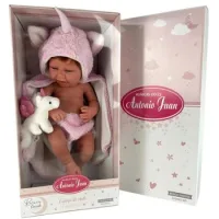 Muñecas Antonio Juan Muñecas Antonio Juan Recien Nacida Nica Pelirroja capa y peluche de unicornio (5000)