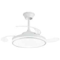 NARVI Ventilador de techo color blanco, 3 Palas retráctiles, Motor DC, Luz LED 60W Regulable en intensidad y Color de luz.  Con Memoria, Mando. REF MORAIRA 7285 WH