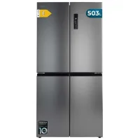 Cecotec Frigorífico 4 Puertas Inox Total No Frost Bolero CoolMarket 4D 503 Inox E, 503 Litros, Alto 177,5 cm y 85,3 cm Ancho