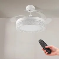 LEDSTOREPLUS - Ventilador de Techo LED White de 107 cm, Silencioso y Elegante, 30-60 W, Ideal para Hogar y Oficina 6 velocidades