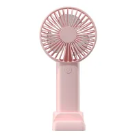 Ventilador de Escritorio Portátil UNICO 3W, Ventilador de Mano Recargable de 400 mAh con Soporte para Teléfono, 3 Velocidades, Viento Fuerte, USB C
