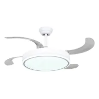 Ventilador de techo 96W : LED DE 60W Y MOTOR DE 36W Blanco en 3 Temperaturas de Luz con Mando a Distancia -Motor DC Eficiente y Silencioso, aspas desplegables retráctiles, 6 velocidades, control