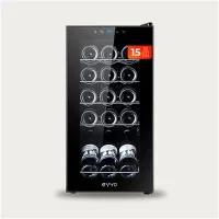 EVVO Vinoteca 15 Botellas, Botellero Vertical, Temperatura Ajustable , Muy Silenciosa 39 dB, Pantalla Táctil