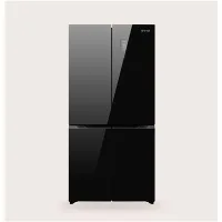 EVVO - Frigorífico francés F81 Glass Black de 493 L, Total No Frost y motor inverter, acabado cristal negro para cocina moderna