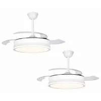 Pack De 2 Ventiladores De Techo Motor Dc Blanco Led 45w Dimable 3 Cct Regulables 4400 Lumenes Akunadecor