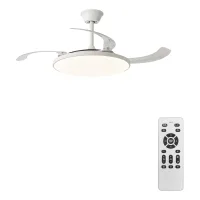 Ventilador de Techo con Luz LED de 42 Pulgadas, Motor DC Silencioso de Cobre, Lámpara de Techo Moderna de 60W con Mando a Distancia, 6 Velocidades, Aspas Plegables, 3 Colores de Luz para Dormitorio y