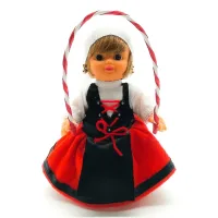 Muñeca regional Vasca Folk Artesanía original colección 15 cm.vestido típico País Vasco, fabricada en España.