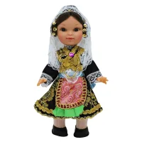 Muñeca regional Salmantina Folk Artesanía original colección 25 cm.vestido típico Charra Salamanca, fabricada en España.