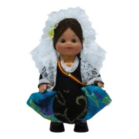 Muñeca regional Alicantina Folk Artesanía original colección 15 cm.vestido típico Alicante, fabricada en España.