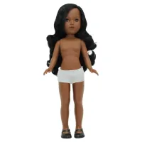 Folk Artesanía Muñeca Desnuda Mulata 41 Cm Pelo Ondulado - Edición Limitada