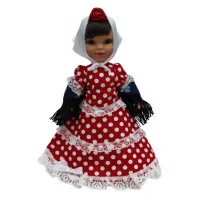 Muñeca regional Madrileña Folk Artesanía original colección 25 cm.vestido típico Chulapa Madrid, fabricada en España.