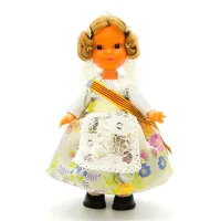 Muñeca regional Valenciana Folk Artesanía original colección 25 cm.vestido típico Fallera Valencia, fabricada en España.