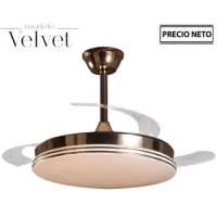 Ventilador techo con luz 3 aspasretractiles dorado velvet 106x36-53cm l┴mpara: 45cm