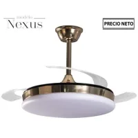 Ventilador techo con luz 3 aspasretractiles dorado nexus 106x36-53cm l┴mpara: 45cm