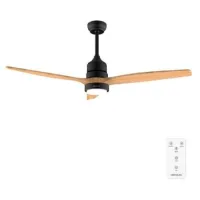 Cecotec Ventilador de Techo con Luz y Mando a Distancia de 52" EnergySilence Aero 5230 Black&LightWood. Motor DC 40W, 3 Aspas, LED, Altura Ajustable, Temporizador, 6 Velocidades, Modo Winter/Summer