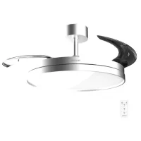 Cecotec Ventilador de Techo con Luz con Aspas Retráctiles EnergySilence Aero 2440 Invisible Pure Steel. 30W, Motor DC, Mando a Distancia, Temporizador 6h, 6 Velocidades, Función Winter-Summer