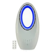 Ventilador Sin Aspas Mixury, Silencioso, Oscilación, 60W, Control táctil y remoto, 3 velocidades, Temporizador y 4 luces LED