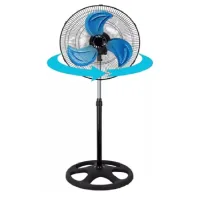 SPARK - Ventilador de Pie Industrial de Alta Velocidad de 10''. Base Pesada. 50 W con Giro de 360º. Ajuste de 3 Velocidades. 3 Aspas. Tamaño Ajustable. Verano. Hogar. Negocio. Oficina.