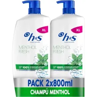 Champú Anticaspa H&S -  2 x 800 ml con Dispensador. - Menthol Fresh - Champú Anticaspa Frescor - Aroma a Mentol