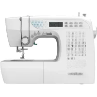 Máquina de coser - Cecotec BelleCouture 21500 Elite, 215 puntadas, Pantalla LCD, Enhebrado automático, Ojal en 1 tiempo, Kit accesorios, Blanco