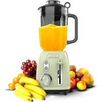 Batidora de vaso - Cecotec Power Black Titanium RetroGreen Mint, 1200 W, 1,5 L, 4 cuchillas titanio negro, Pulse, 2 velocidades, Verde