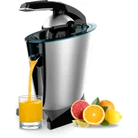 Exprimidor - Cecotec EssentialVita Hyden 600 Steel Pro, W, Filtro de acero inoxidable, 2 conos, Palanca presión, Acero