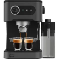 Cafetera express - Cecotec Power Espresso 20 Pro Latte Tamp, Café en frío, bares, Leche 550 ml, 1350 W, Doble salida, Negro