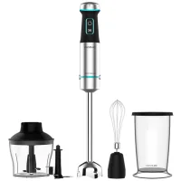 Batidora de mano - Cecotec Power TitanBlack 1200 XL Cream&Crush Ultra, W, Pie XL, 4 cuchillas titanio negro, Turbo, 3 accesorios, Negro