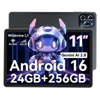 TABWEE W90 Tablet de 11 Pulgadas Android 16, 24 GB de RAM 256 GB de Memoria(TF de 2 TB),Pantalla grande Widevide L1, Octa-core T615, 8000 mAh, WiFi 5G, 4G LET, 18 W 24+256 gris