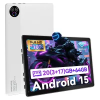Tableta Android 15, 10.1 Pulgadas, 20 GB de RAM + 64 GB de ROM, WiFi, Bluetooth, Batería de 5000 mAh Only tablet blanco