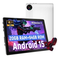 Tableta Android 15, 10.1 Pulgadas, 20GB+64GB, Procesador Rápido, WiFi 6 Tableta de Entretenimiento Only tablet blanco