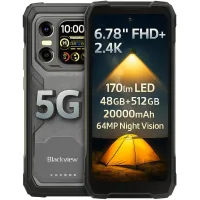 Teléfono móvil Blackview XPLORE 1 5G 48GB+512GB 20000mAh Pantalla de 6.78  64MP Android 15 Smartphone negro