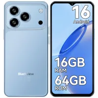 Smartphone Blackview Wave 7C Android 16, 16 GB de RAM + 64 GB de ROM(TF 2TB) Smartphone 5000mAh, Pantalla HD+ de 6.56 , Cámara de 32MP+13MP, Doble SIM/IA Gemini/GPS azul