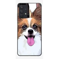 Coque Maniacase pour Samsung Galaxy A32 4G Épagneul nain continental papillon Chiot Blanc et marron