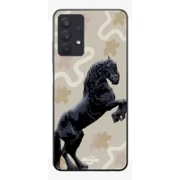 Coque Maniacase pour Samsung Galaxy A32 4G Frison Noir Race de cheval negro