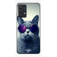 Coque Maniacase pour Samsung Galaxy A32 4G Chat Lunettes violettes Style