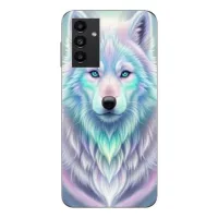 Coque Maniacase pour Samsung Galaxy A14 5g Loup blanc reflet violet